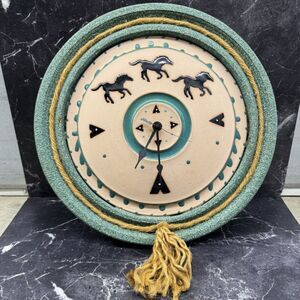 Vintage Osborne Collection Native American Style 16” Wood Wall Clock Horses